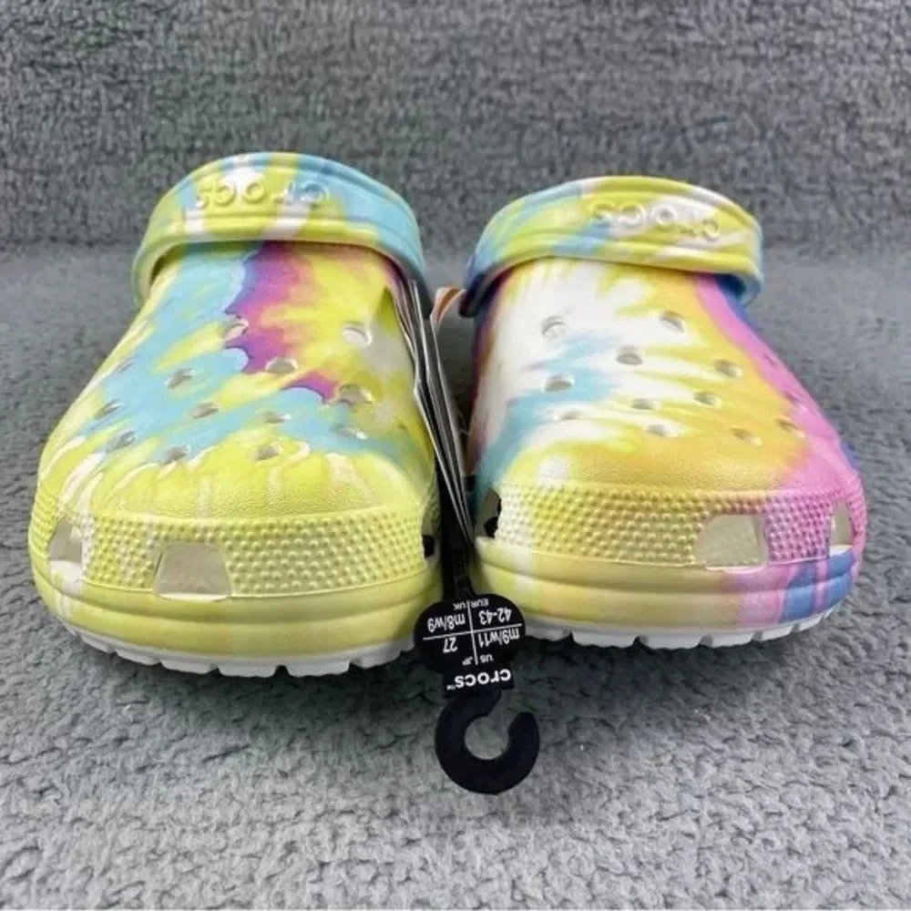 Crocs classic tie-dyed Clogs Graphic Unisex Womens 11 Mens 9‎ White Multi NEW
